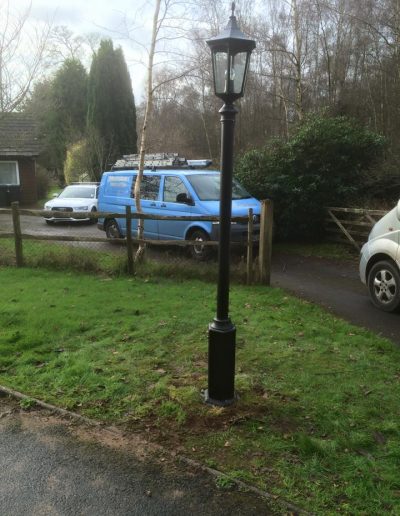 After customer had original one run over by a lorry. Spent the morning erecting this one. Spirit level says its perfect, but due to everything around I checked about 20 times. Bloody trees.